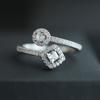 Luxury Micro Paved Line Cubic Zirconia Ring Geometric Shape Opening Jewelry for Women Anniversary Gift for Wife Wholesale