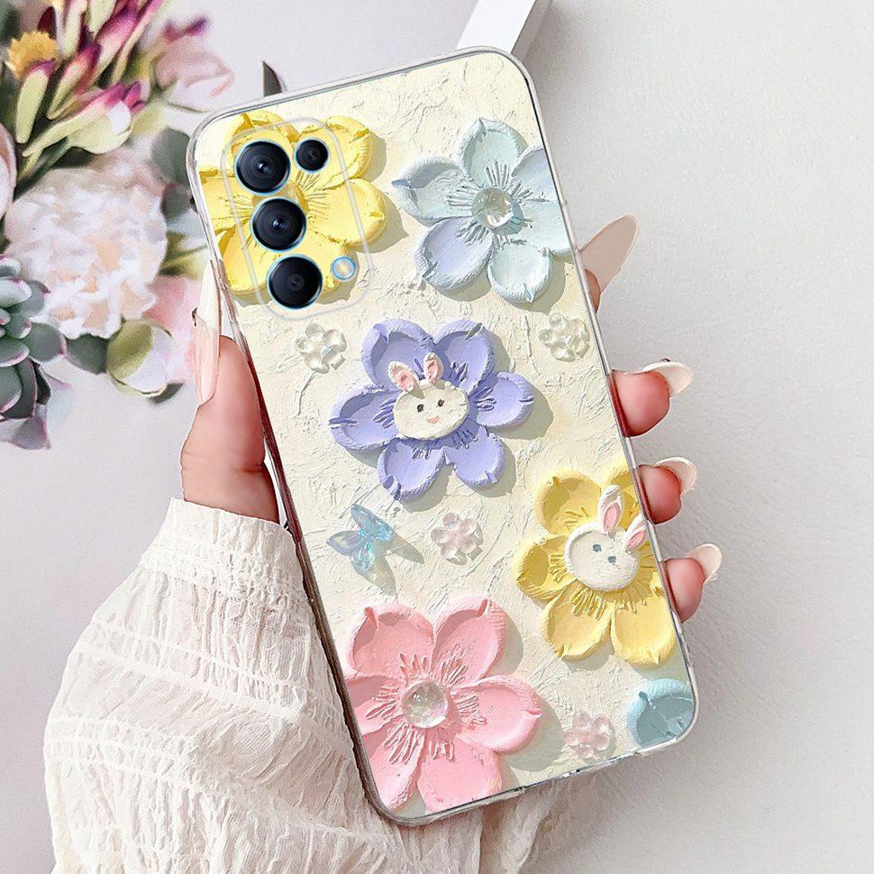 For Oppo Reno5 5G Case Stylish Flower Butterfly Soft Silicone Case For Oppo Reno5 Reno 5 K 5K Cases CPH2145 Cover Coque Bumper