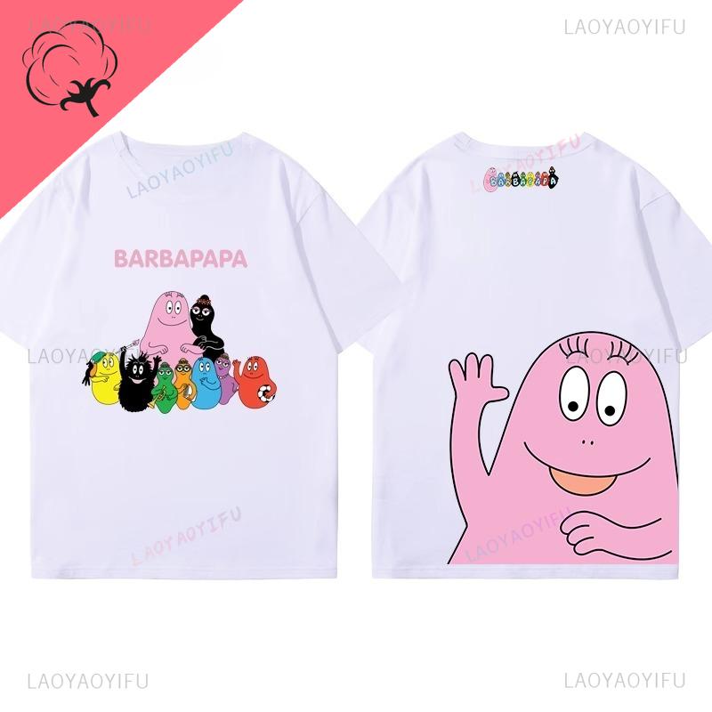 Moterų drabužiai Barbapapa Marškinėliai Geriausiai parduodami Animaciniai Kawaii Y2k Drabužiai Vaikams Minkštos Medvilnės Viengalviai Trumpomis Rankovėmis Grafiniai Marškinėliai