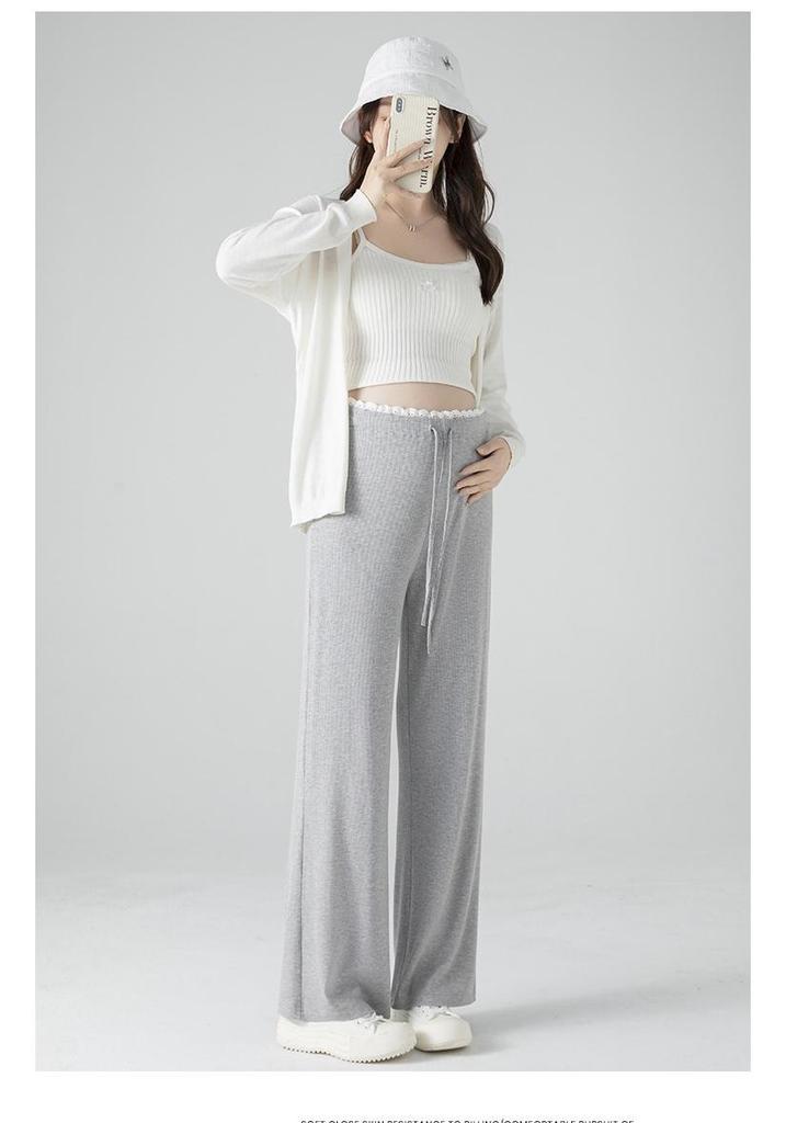 Maternity Wide-Leg Knit Pants - Spring Style, Thin & Drapey