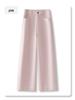 Light Green Women's Wide-Leg Jeans - 2025 Spring/Autumn Relaxed Nine-Point Fit