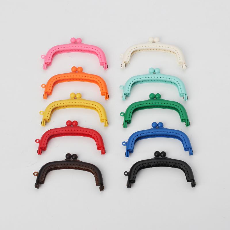 Candy Color Handheld Wallet: 10 Vibrant 8.5cm Curved Plastic Purse Frames with Ear Detail