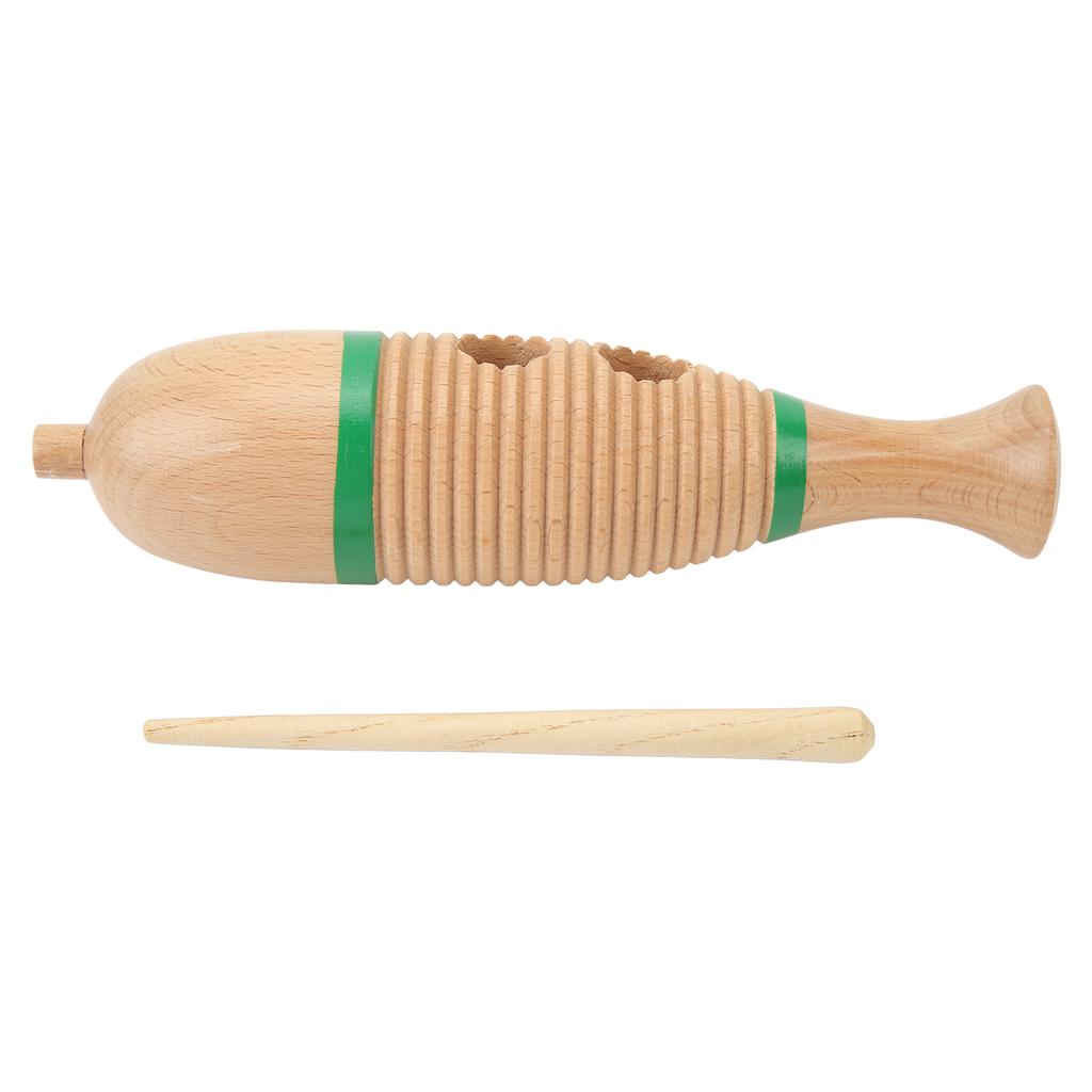 Fish Shaped Guiro Wooden Latin Percussion Musical Instruments with Rhythm Stick L for Kindergarten
