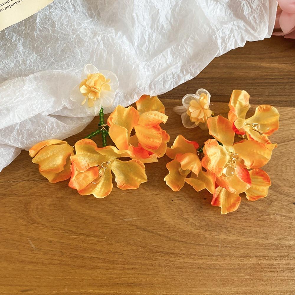 Beach Jewelry Simulated Flower Drop Earrings Silver Needle Vacation Style Earrings Wedding