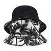 Unisex Double Sided Wearable Leaf Print Personality Bucket Hats Fishermen Caps Outdoor Casual Cap Sunscreen Hat