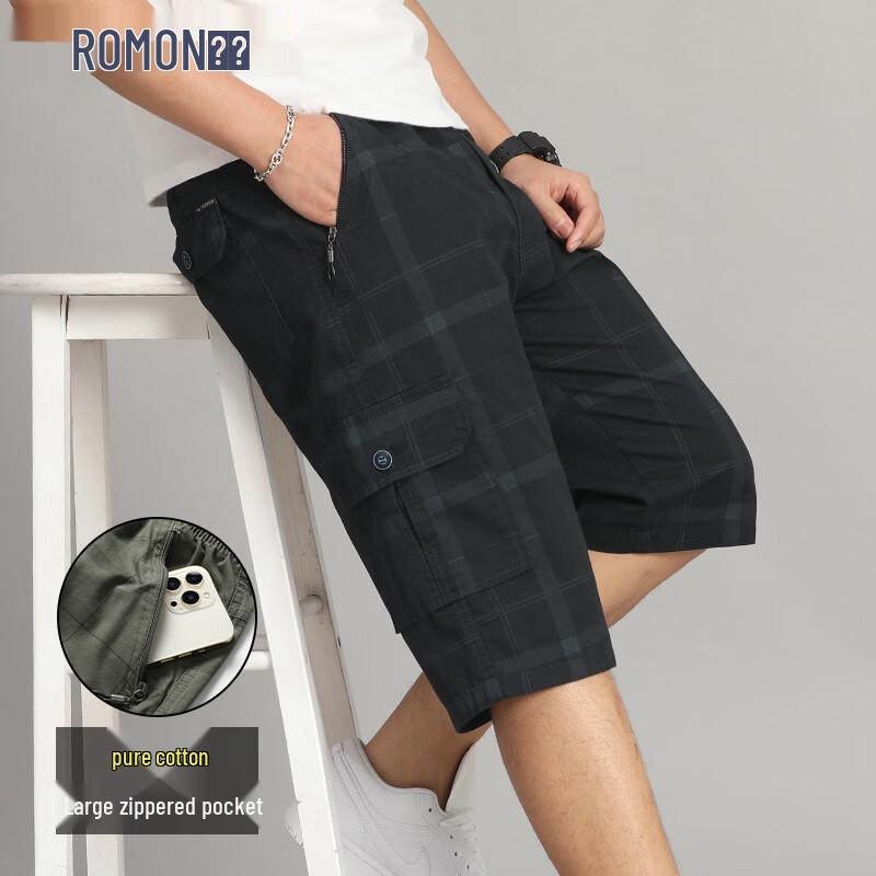 ROMON Men s Summer 100% Cotton Loose Fit Cargo Shorts 4XL
