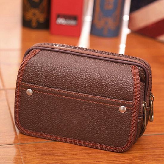 Cartera de piel sintética para hombre, tarjetero para teléfono, monedero informal con cinturón colgante