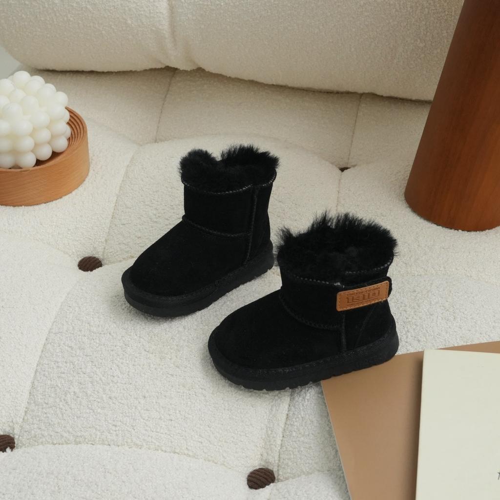 XSHX "Anti-splashing Fleece Leather · Wool Shoe Mouth" Children's Snow Boots Winter Boys and Girls Magic Stickers [Wenzhou Shoes]