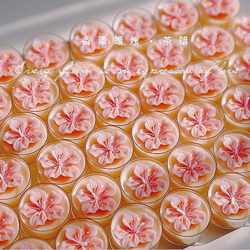 2PCS Small Candles Scented for Wedding Decoration Heart Pink Blossom Baby Christening Tealight Candle Mini Flavoring Souvenir