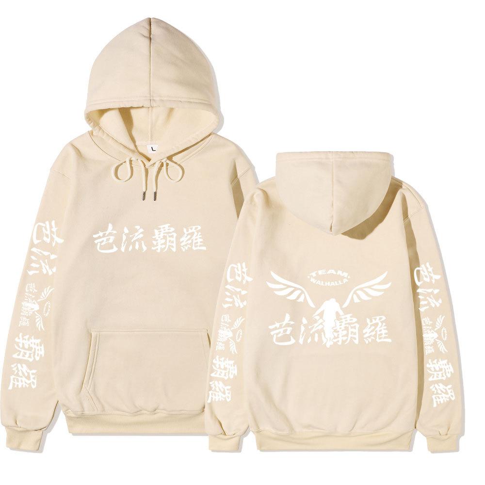 Tokyo Revengers Walhalla Double-sided Hoodie Chinese Print Wing Logo Long Sleeve Sweatshirt Women Men