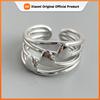 925 Sterling Silver Finger Rings for Women 3 Layers Heart Couple Minimalist Ring Party Jewelry Gift Prevent Allergy