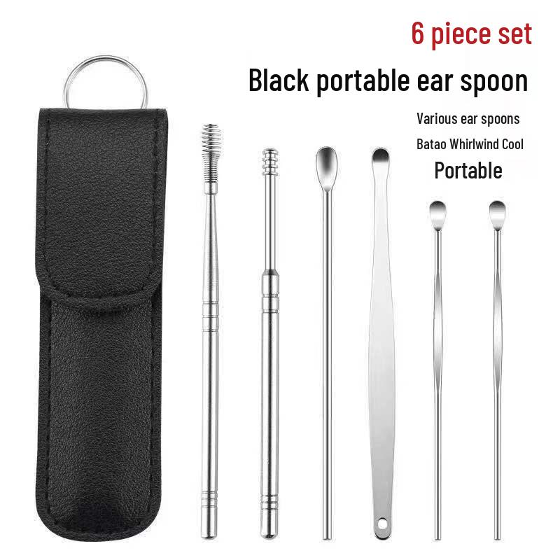 6-Piece Stainless Steel Ear Cleaning Tool Set for Adults and Children