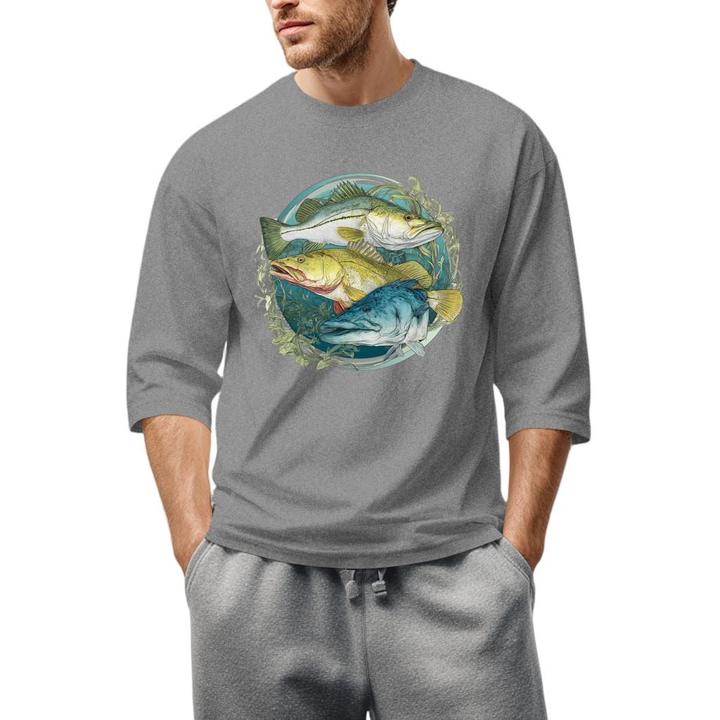 Men'S Round Neck Three-Quarters Sleeve Top Casual Fashion T-Shirt