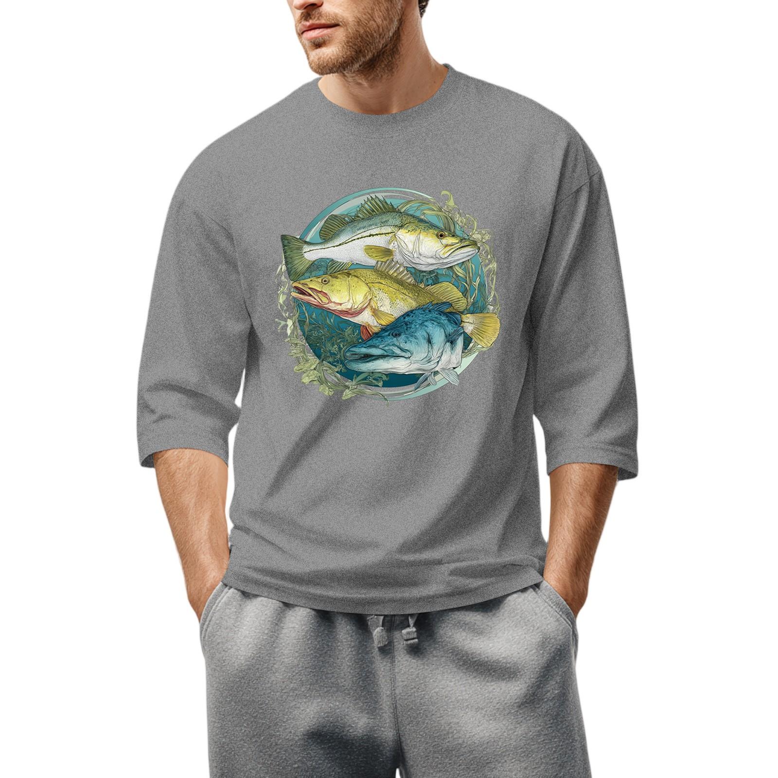 

Мужская повседневная модная футболка с круглым вырезом и рукавом три четверти XXL