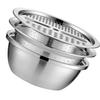 Multifunctional Stainless Steel Grater Basin Thick 3 In 1 Colanders Basin Grater Strainer and Drain Basket Salad Maker