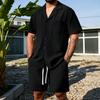 Set Camicia Estiva Uomo Casual Outdoor Tuta 2 Pezzi Ehome Abbigliamento Pigiama Comodo Traspirante Spiaggia Manica Corta Set