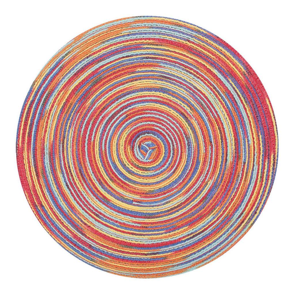 European Round Cotton Yarn Non-Slip Washable Woven Placemat - Simple Dining Table Insulation Mat