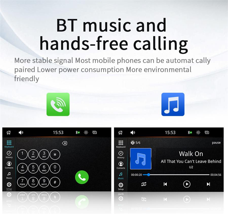 7'' Wireless/Wired Carplay Android Auto Monitor Bluetooth Mirror Link w/Bracket