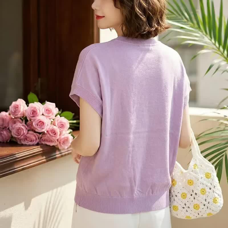 Jianhu Women's Summer Short Sleeve Knit Top
