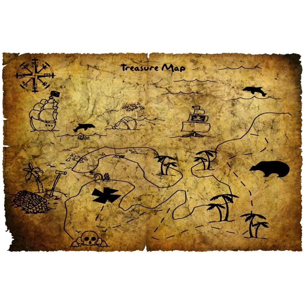 Pirate Treasure World Map Backdrop – Sailing Theme For Boy'S Kids Birthday Party, Photography Studio Decor Banner-Tapestry