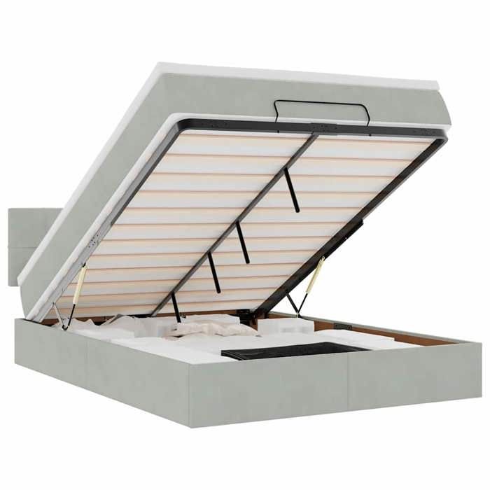 VidaXL Ottoman Bed Frame and Mattress Light Grey 140x190 Velvet 3312620