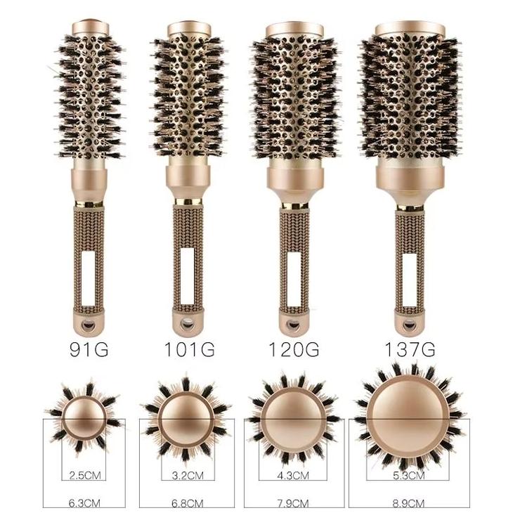 4Pcs Professional Boar Bristle Thermal Ionic Brush Salon Round Hair Brush Ceramic for Curling Styling Blow Drying