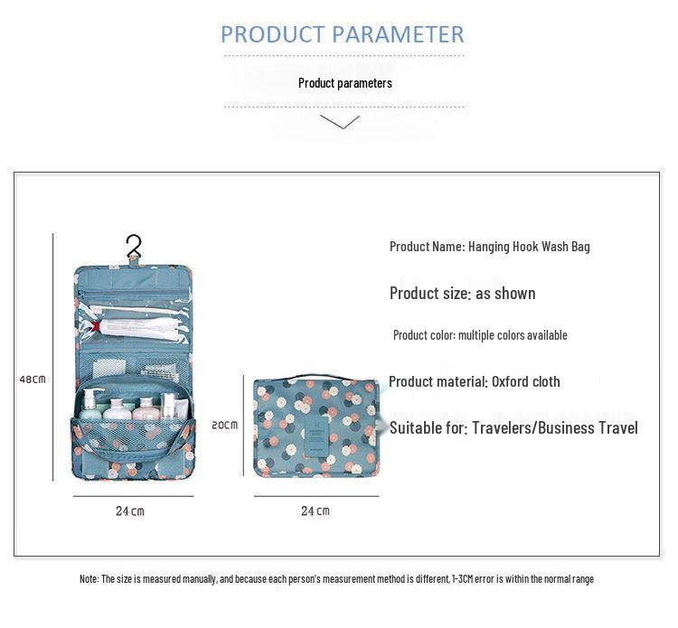 Foldable Women's Travel Wash Bag with Hanging Hook