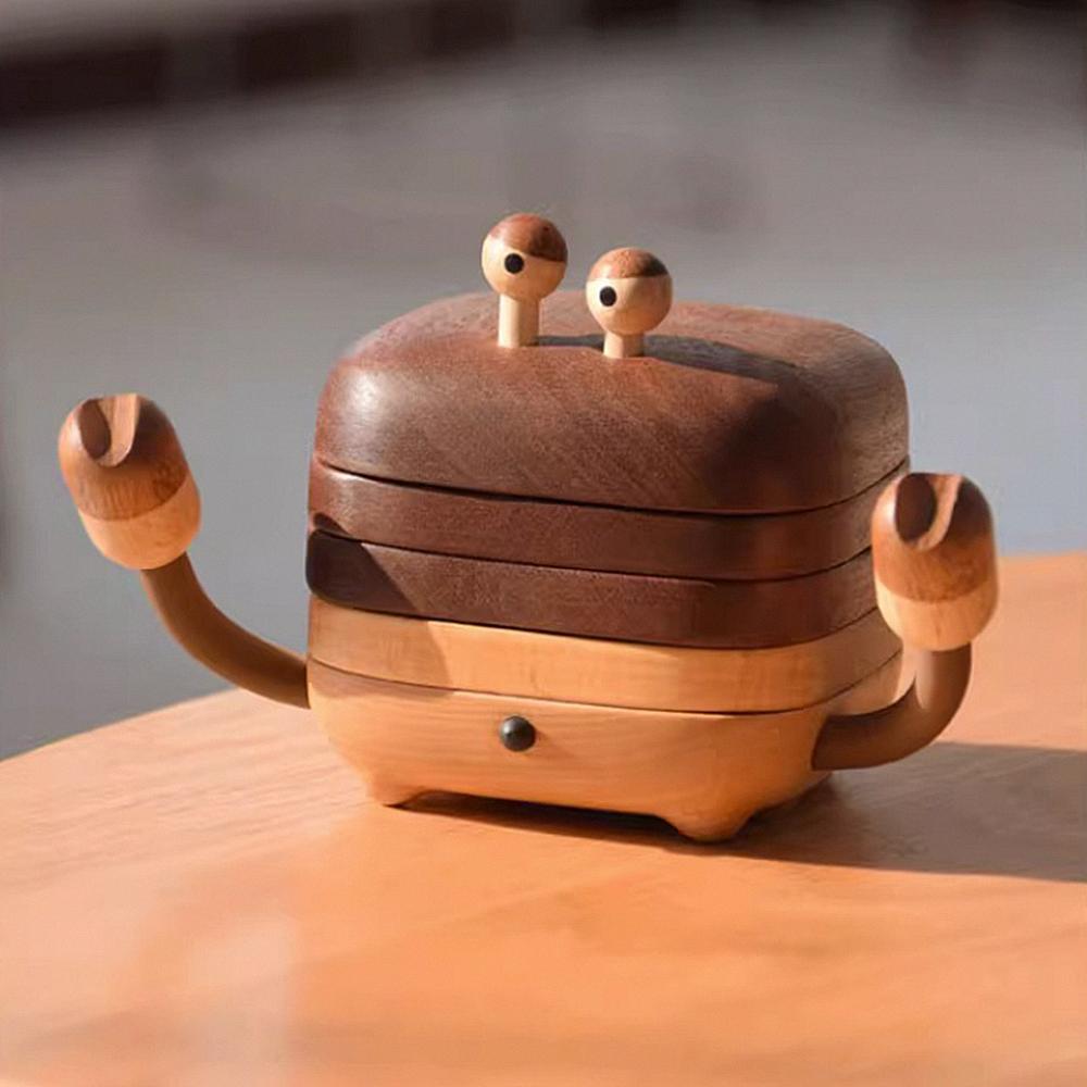 

Small Crab Coaster Solid Wood Holder Japanese Style Heat Resistant Tea Set Insulation Mat Dining Mat Cute Tea Water Cup Mat New S&Rectangular
