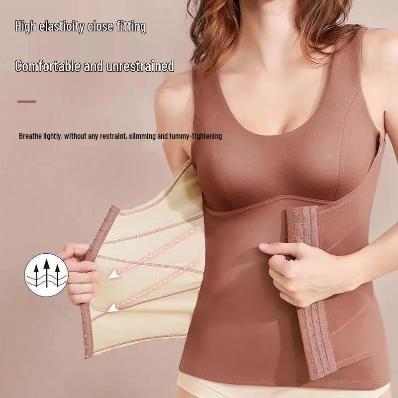 Women's Double-Sided Velvet Slimming Sleeveless Vest with Chest Pads - Heat-Generating Body Shaping Base Layer