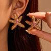GEMCHIC Damen Übertriebene Seestern Ohrringe 18K Gold Plated Zirkon Edelstahl Modeschmuck