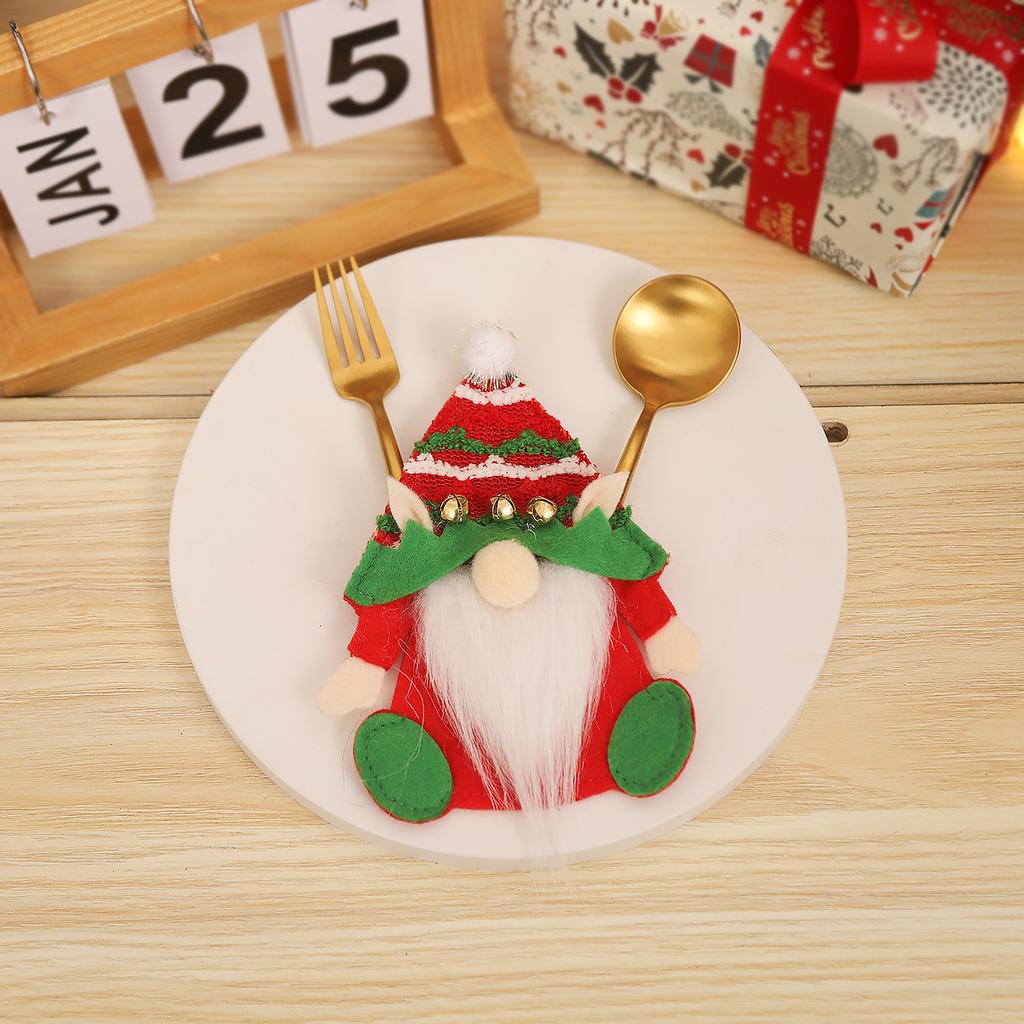 4pcs Gnome Christmas Cutlery Holder Knife Fork Pocket Bags Xmas Tableware Cover Dinner New Year Christmas Decoration for Home
