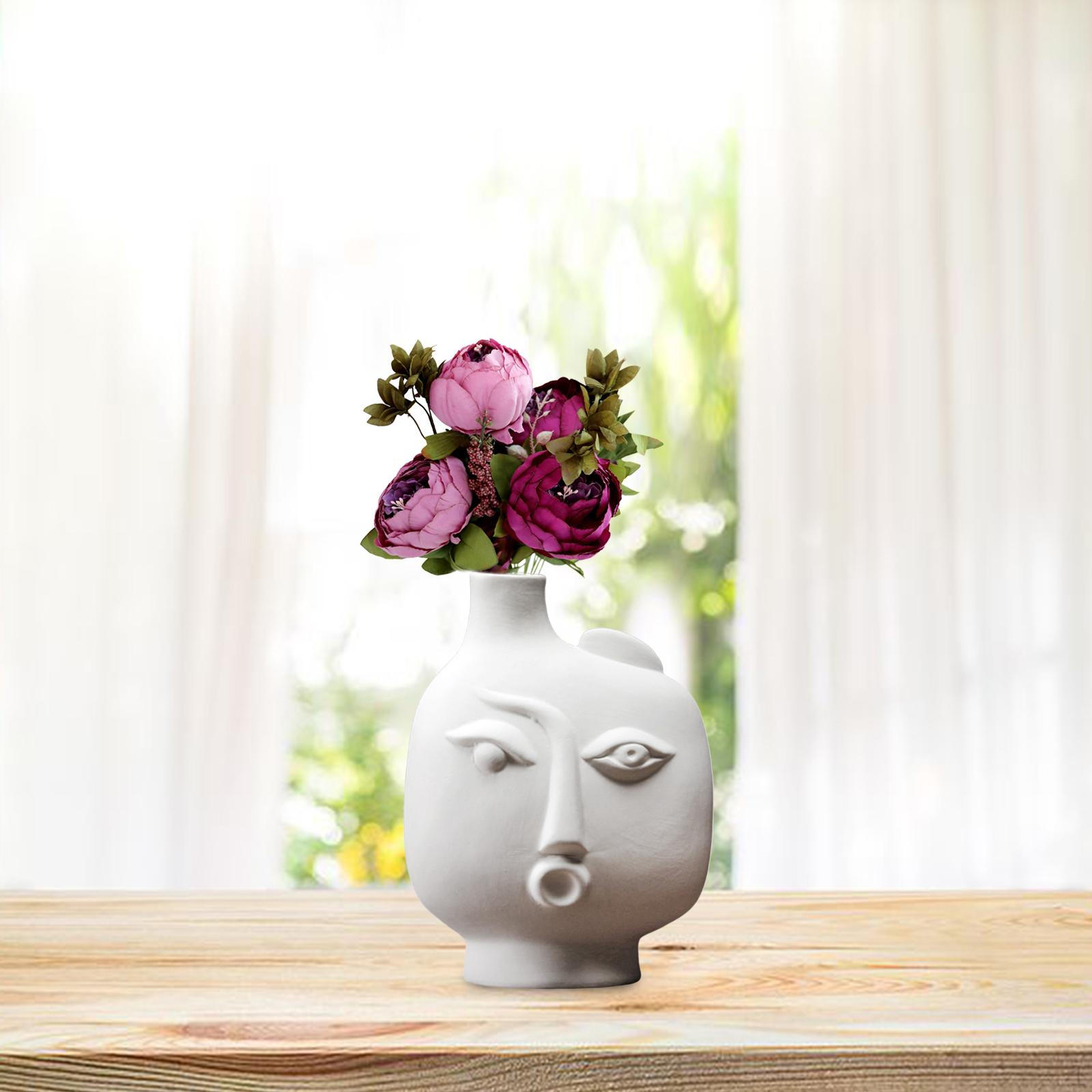 Абстрактная керамическая статуэтка Белый человеческий цветочный горшок Кашпо Декор для дома Офиса Общежития 12.5x16.5x7.5cm