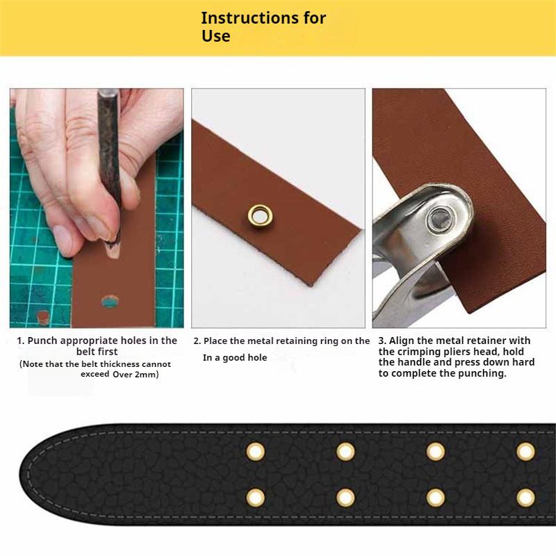 Pince à œillets Chaussures et Ceintures Outil Perforateur Poseur d'œillets Kit Boutons Pression pour Vêtements Cuir Tissu Bracelets de Montre (Comprend des boutons-pression de 4 mm)