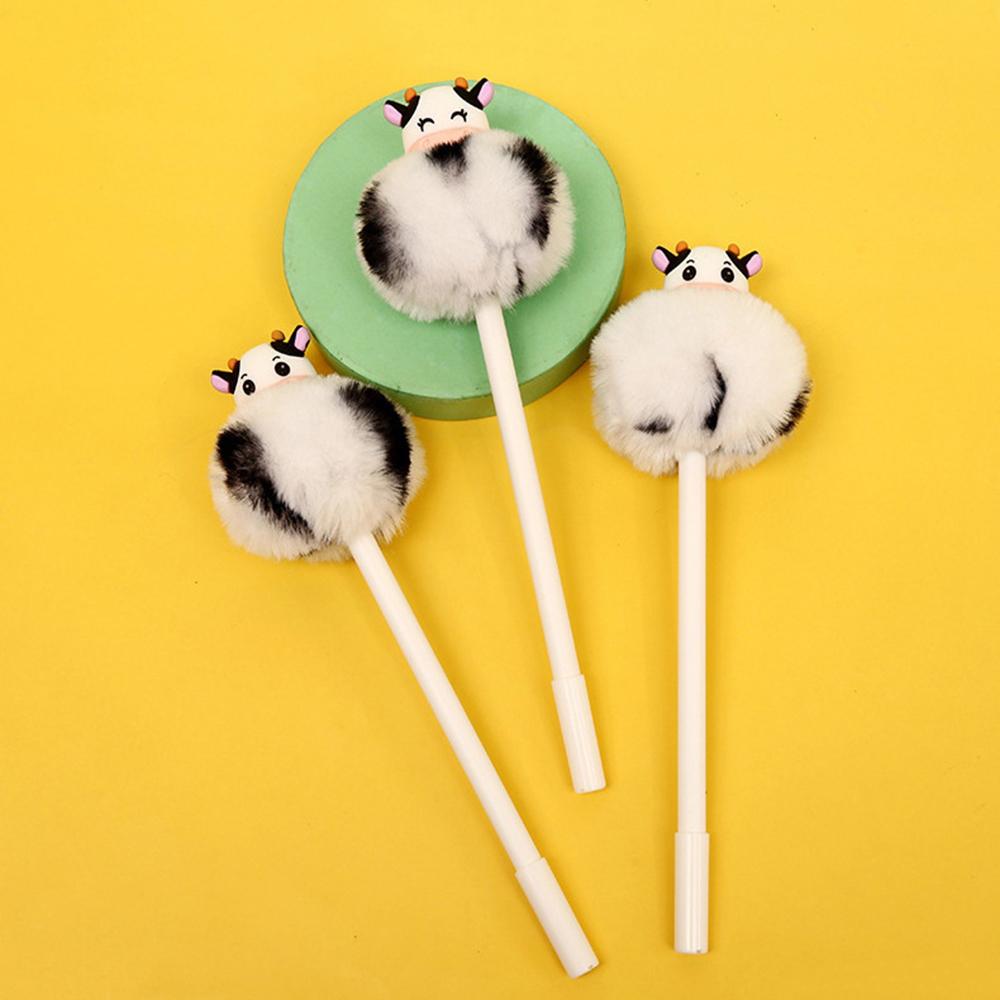 1 Stück süßer Plüsch-Kuh-Gelstift, kreatives Pressebüro, Geschenk, Schulbedarf, Schreibwaren, Kawaii, lustige Stifte