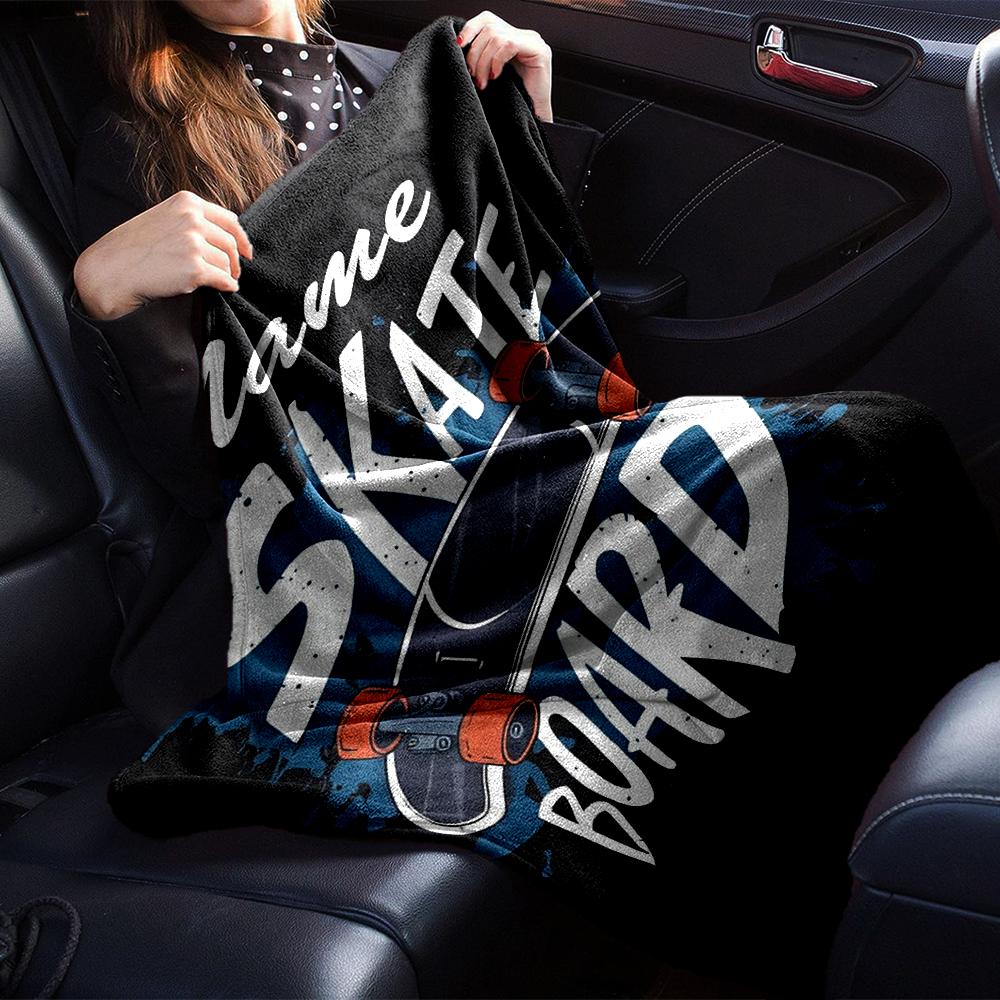 Custom Name skateboard Theme Printed Blanket - Perfect for Couch, Bed, Travel & Outdoor Use | Machine Washable, Cozy & Durable.