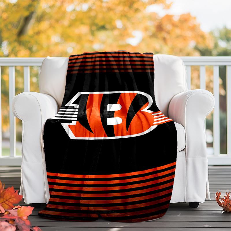 Cincinnati Bengals LOGO printed throw blanket—soft,warm;versatile blanket for all seasons—perfect as &air-conditioning throw,nap blanket