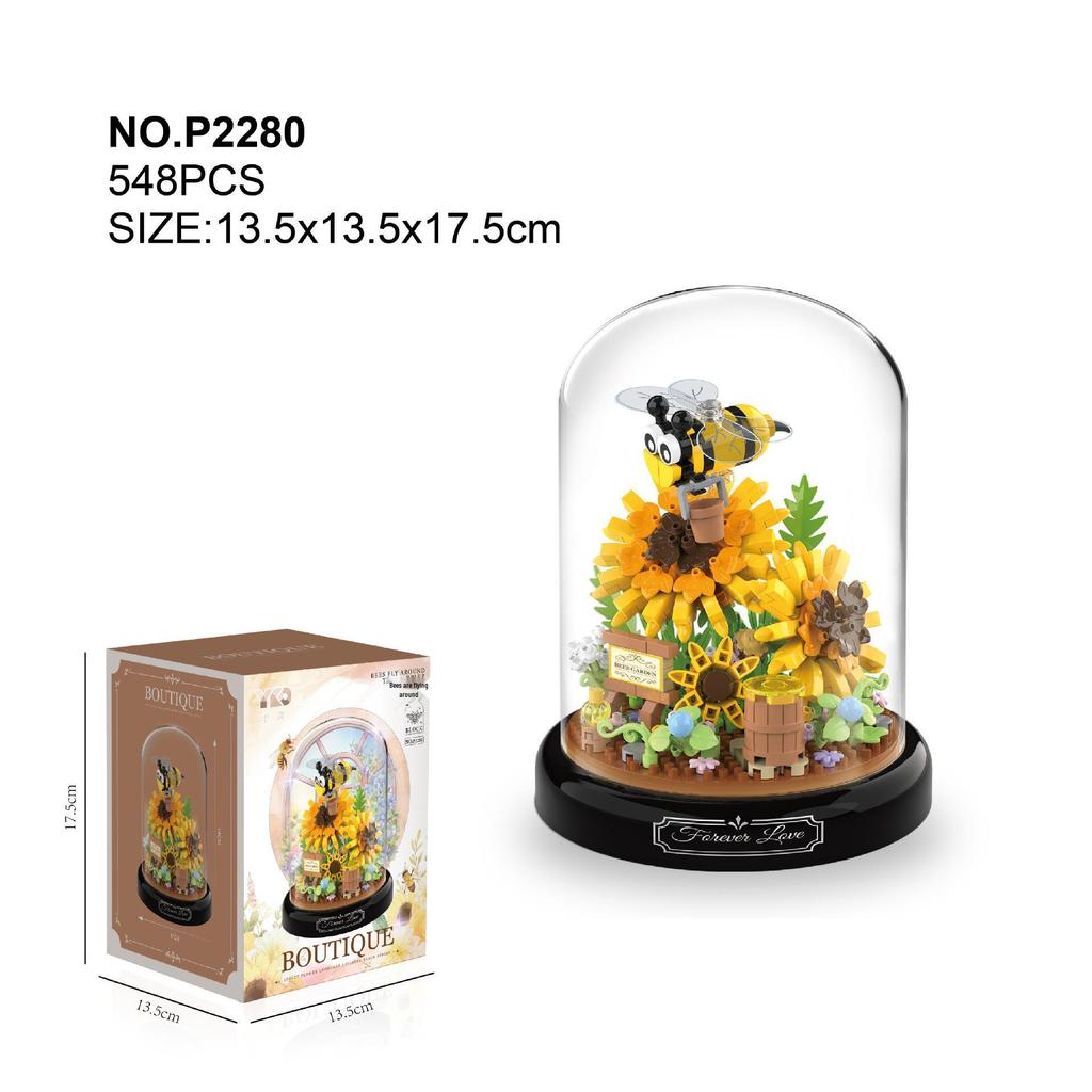 Cross-Border Compatible Mini Building Blocks: Rose Flower, Insect, Succulent Potted Plant Puzzle Toy for Girls