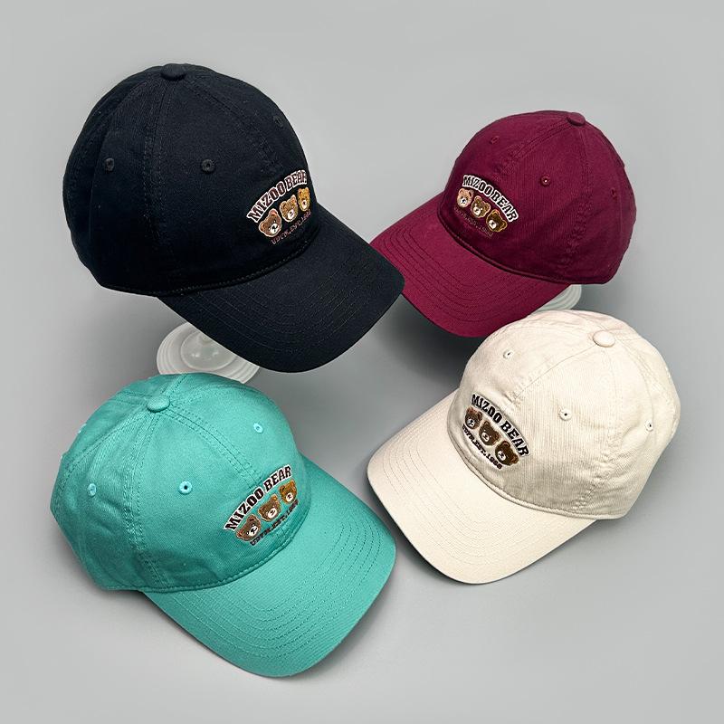 Charm Clothings Women's Black Cartoon Bear Embroidered Baseball Cap For Men And Cute Sunshade Casual Outdoor Cap 52-60Cm