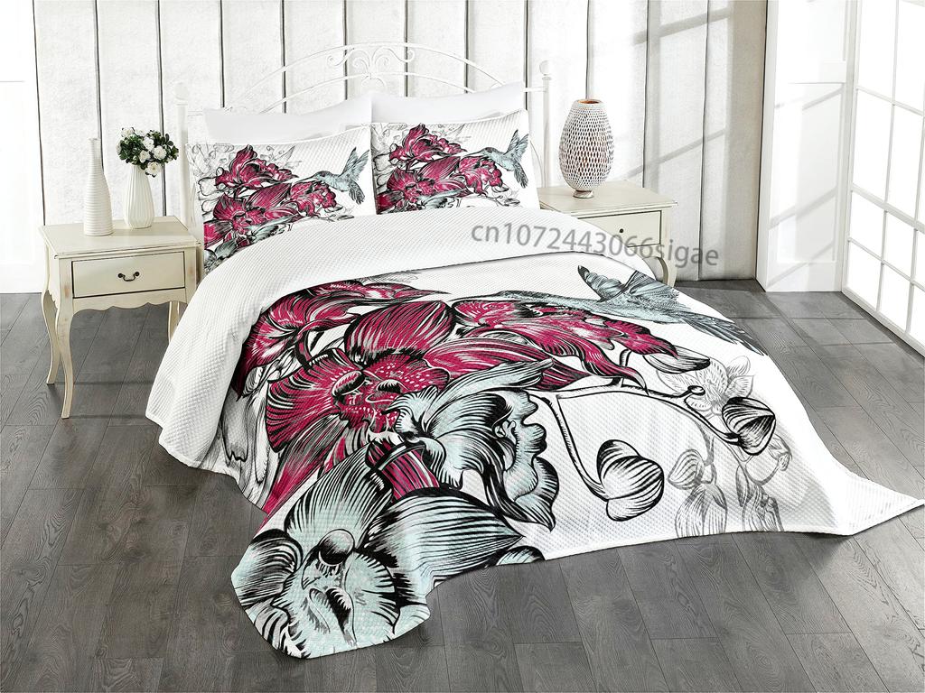 Watercolor Hummingbird Duvet Cover Set Decorative 3 Piece Bedding Set With 2 Pillow Shams Full King Queen Size Bedroom Decor