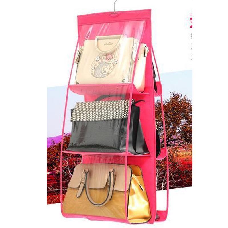 Modern Minimalist Hanging Wardrobe Organizer For Purses In Pink