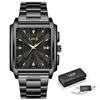LIGE Luxury Man Wristwatch Waterproof Luminous Date Stainless Men's Watches Sports Square Men Watch Casual Quartz Male Clocks