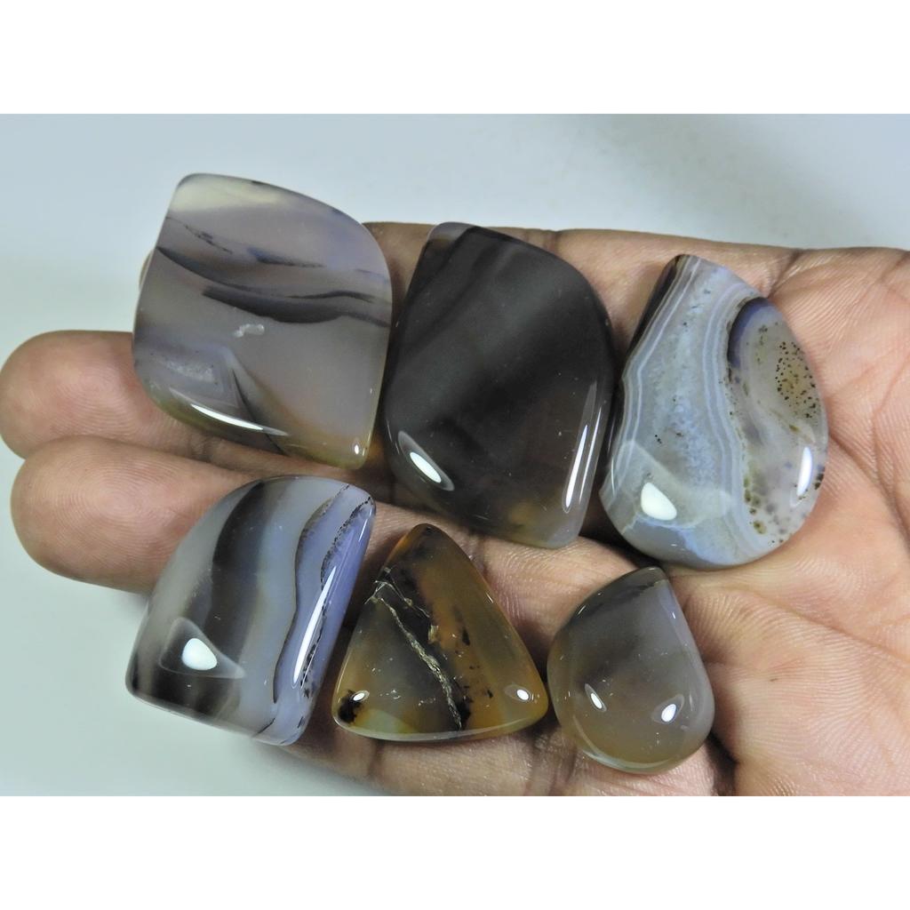245Cts. Natural Botswana Agate Fancy Cabochon Loose Gemstone 6 Pcs Lot A-671