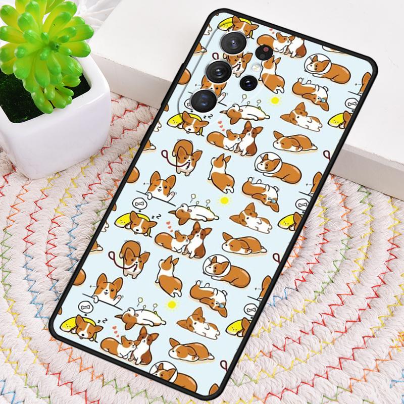 Schattig Cartoon Corgi Hond Patroon Telefoonhoesje voor Samsung Galaxy note 10 pro S26 Ultra S23 S24 FE S25 S21 S22 PLUS schokbestendig Cover