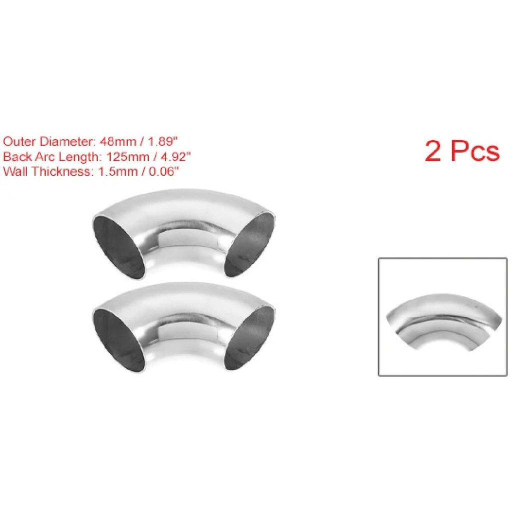 X Autohaux 2 Pc 1.25" 90 Degree Stainless Steel Car Exhaust Elbow Pipe 0.06" Thickness