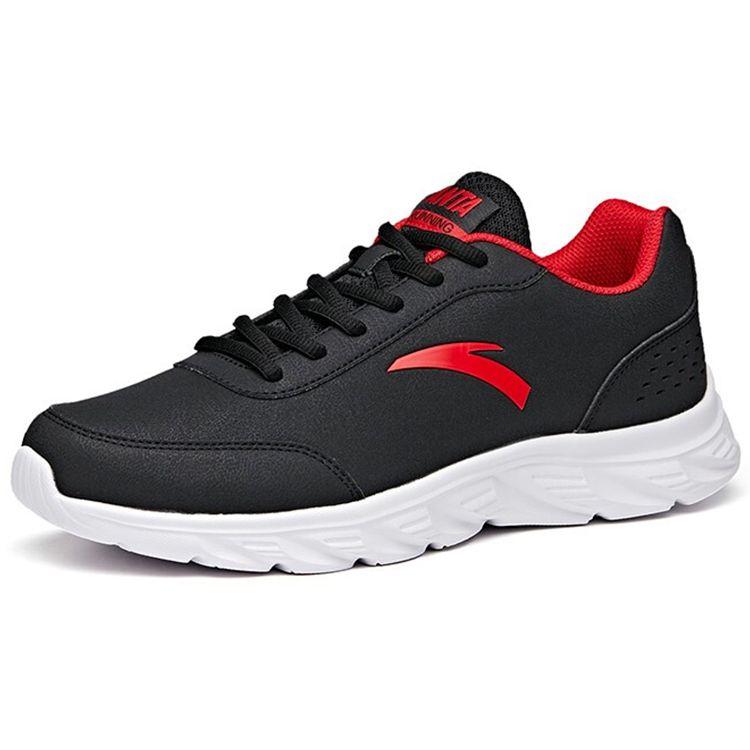 Anta Leather Casual Low-Top Running Shoes Men Sneakers Black Red 91835529-8