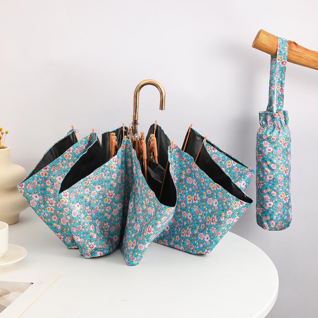 Floral Anti UV Mini Umbrella Compact Folding Parasol Sunshade Portable Sun Rain Umbrellas for Women Girls