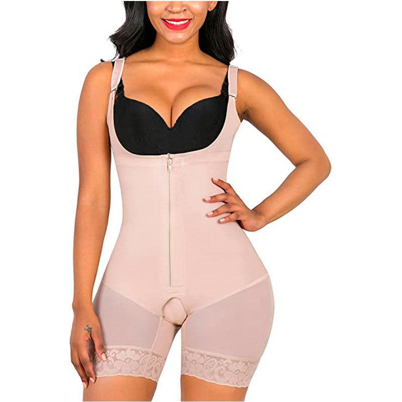 Women Zipper Full Body Shaper Tummy Control Waist Cincher Butt Lifting Shapewear