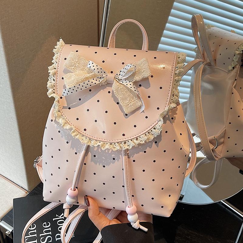Schulrucksack1011 Frühling neu Spitze Damenrucksack süße Schwester Koreanisch gepunktet lässig retro ausländischer Stil kleiner Rucksack