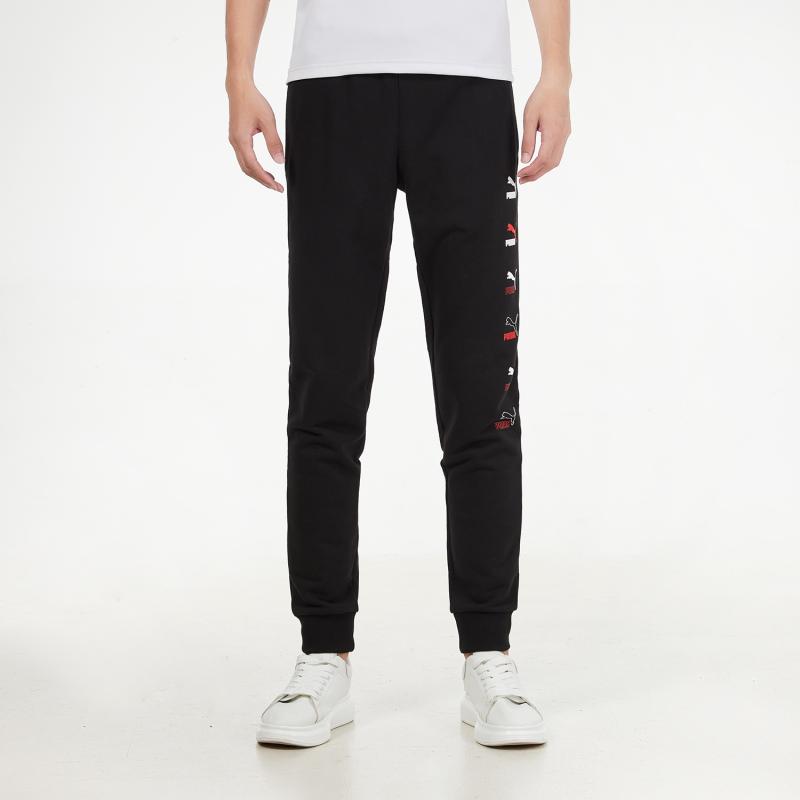 Puma Logo Print Running Joggers Men Bottoms Black 533146-01