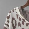 European Autumn Leopard Print Knit Wool Hooded Three-Piece Set for Women
